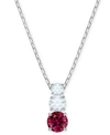 Swarovski Silver-tone Triple-crystal Pendant Necklace, 14-4/5" + 2" Extender In Red