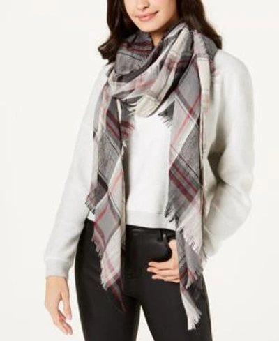 Steve Madden Check Made Plaid Travel Scarf & Wrap In Black