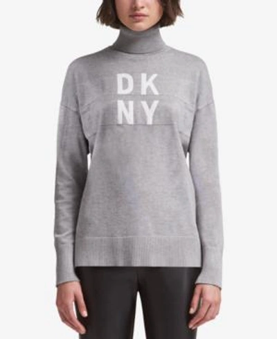 Dkny Logo Turtleneck Sweater, Created For Macy's In Silver