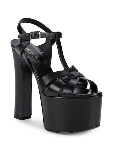 Saint Laurent Candy Chunky Leather Platform Sandals In Black
