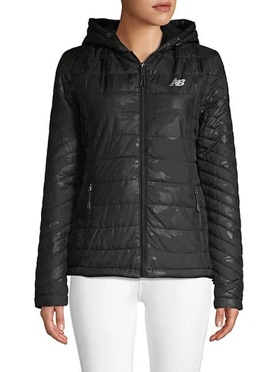New Balance Quilted Camo Puffer Jacket In Black | ModeSens