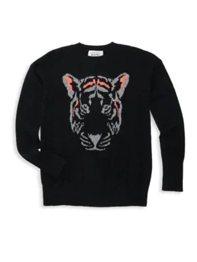 Autumn Cashmere Little Girl's & Girl's Tiger Crew Sweater In Black Combo