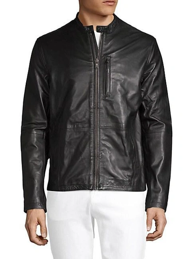 John Varvatos Classic Leather Jacket In Black
