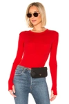 Enza Costa Cashmere Cuffed Crew In Iconic Red