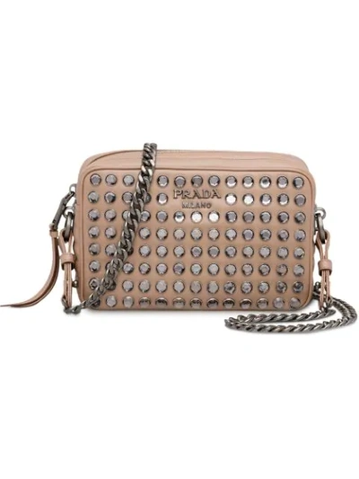 Prada Diagramme Bag With Crystals In Neutrals