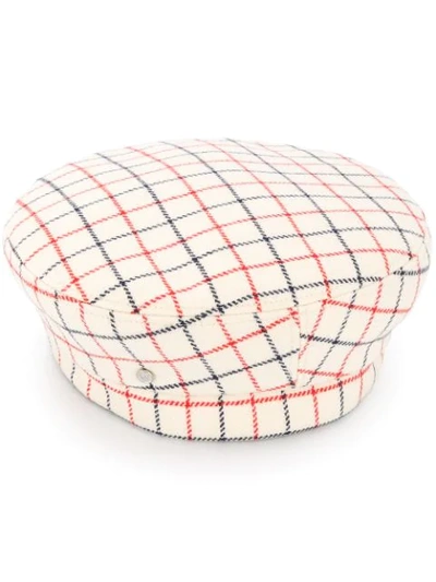 Maison Michel Grid Pattern Beret - 白色 In White