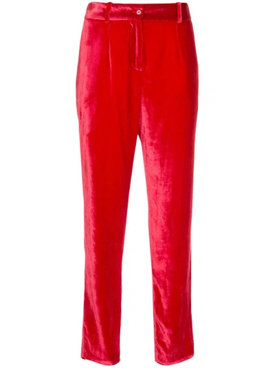 Ingie Paris High Waist Velvet Pants In Red