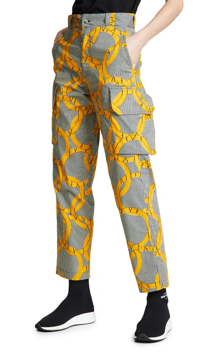 Maison Chateau Rouge Printed Cargo Pants In Olympique Jaune