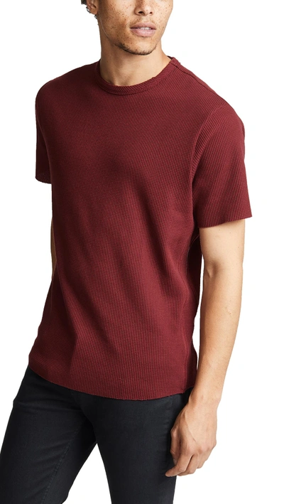 Twenty Everest Thermal Oversized Raw Edge Tee In Hero Red