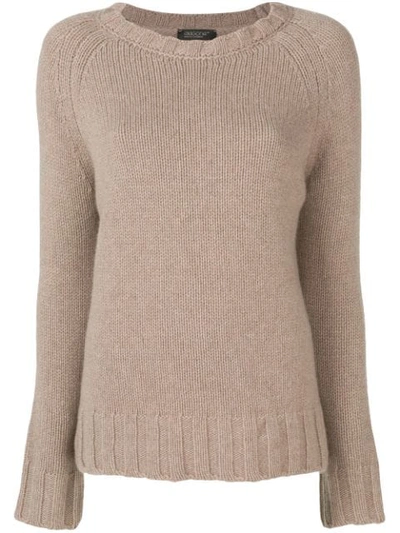 Aragona Slash Neck Sweater In Brown