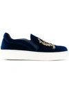 Tommy Hilfiger Embroidered Logo Crest Sneakers In Blue
