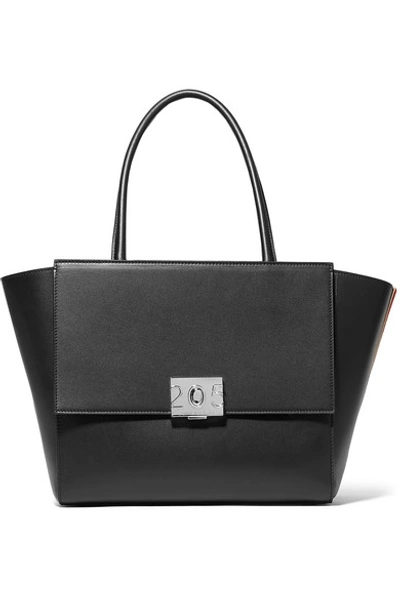 Calvin Klein 205w39nyc Bonnie Large Grosgrain-trimmed Leather Tote In Black