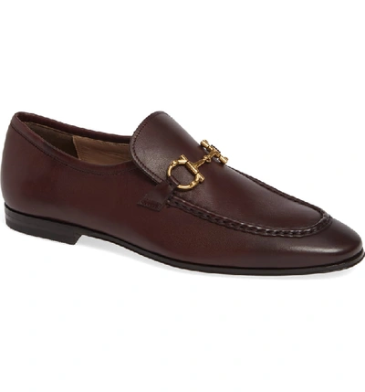 Ferragamo Anderson Gancini Bit Leather Loafers In Brown