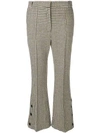 Rokh Cropped Houndstooth Tweed Flared Pants In White