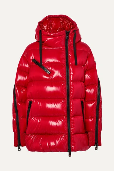 Moncler Liriope Hooded Quilted Glossed-shell Down Jacket In Red