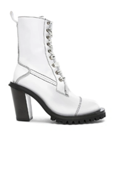 Acne Studios Leather Lace Up Boots In White