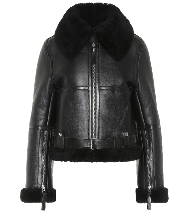 Acne Studios Shearling Aviator Jacket Black / Black | ModeSens