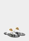 Versace Palazzo Leather Thong Sandals In White