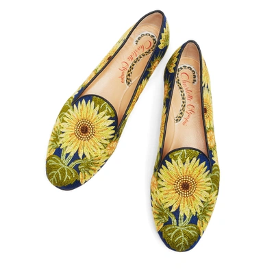 Charlotte Olympia Women's Floral-embroidered Smoking Slippers In Pink Multi