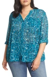 Kut From The Kloth Jasmine Roll Sleeve Top In Teal