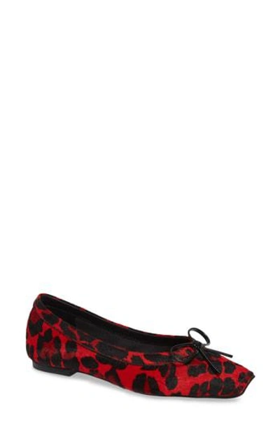 Jeffrey Campbell Achira Genuine Calf Hair Flat In Red Cheetah Calf Hair