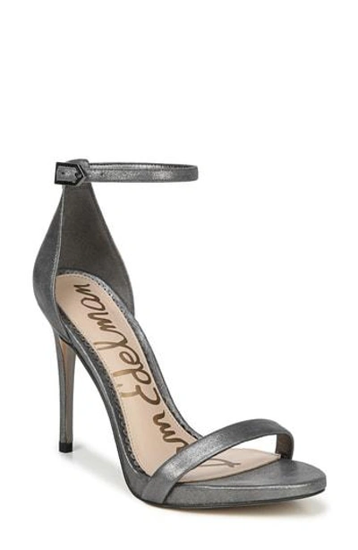 Sam Edelman Ariella Metallic Leather Sandals In Dark Pewter Leather