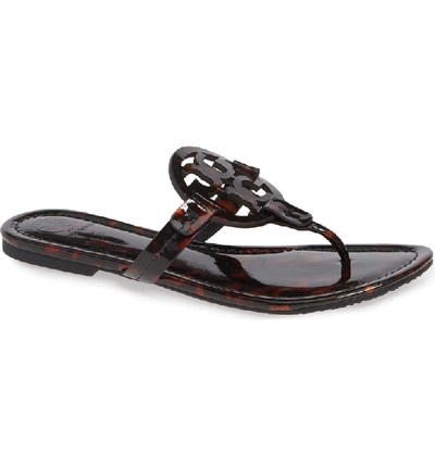 Tory Burch Miller Printed Flat Thong Sandals In Tortoise Shell