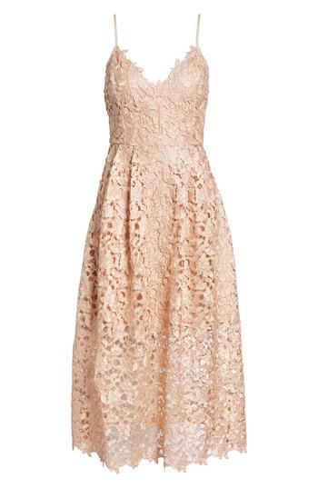 gold lace midi dress