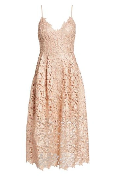 Astr Lace Midi Dress In Rose Gold Foil