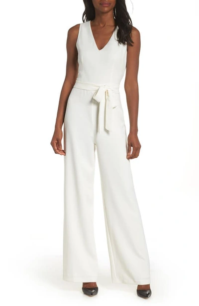 Vince Camuto Tie Front Wide Leg Jumpsuit In Ivory