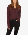 Sanctuary Sienna Split-neck Contrast Top In Heather Scarlet