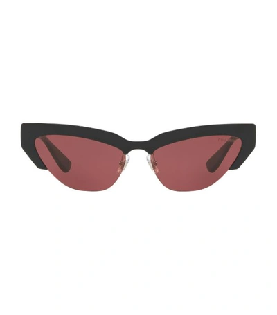 Miu Miu Semi-rimless Rectangle Sunglasses In Bordeaux