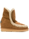 Mou Knitted Detail Eskimo Boots - Brown