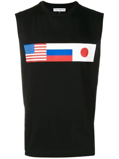Gosha Rubchinskiy Flag Print Vest Top In Black