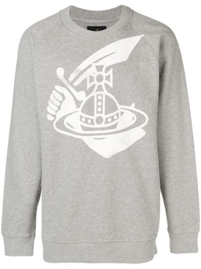 Vivienne Westwood Anglomania Front Printed Sweatshirt In Grey