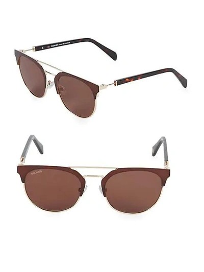 Balmain 52mm Clubmaster Sunglasses In Brown