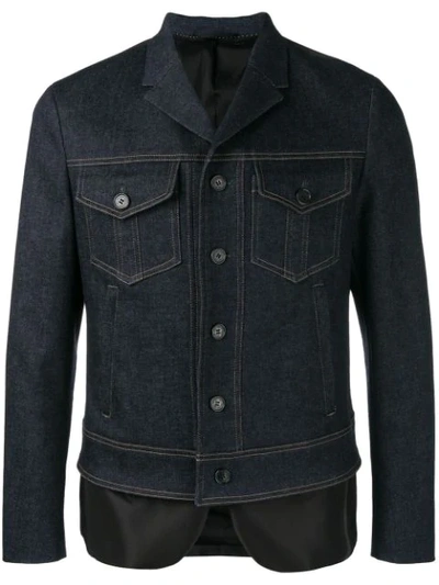 Neil Barrett Men's Hybrid Denim Jacket In Black Indigo