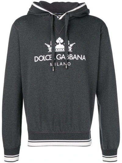 Dolce & Gabbana Dolce And Gabbana Grey Crown Logo Hoodie In Grigio Antracite