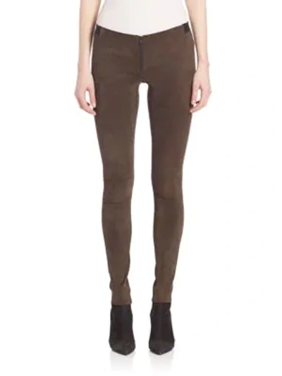 Alice And Olivia Suede Legging Pants In Chocolate