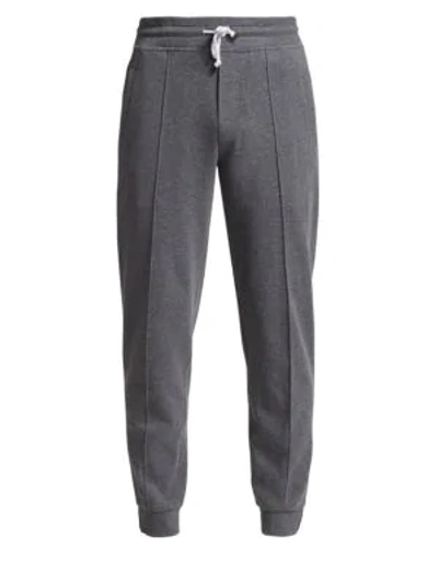 Brunello Cucinelli Men's Banded Permanent Crease Joggers In Grey