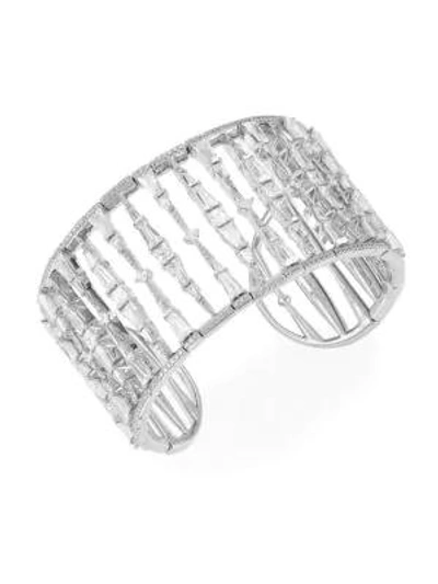 Adriana Orsini Cubic Zirconia & Rhodium-plated Wide Cuff Bracelet