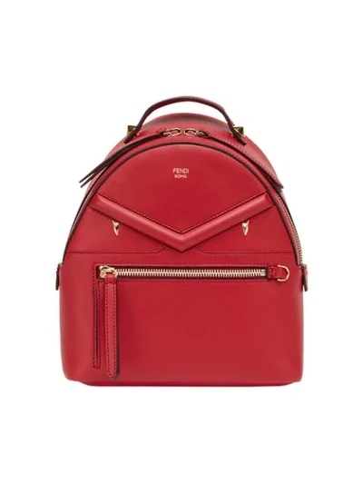 Fendi Embossed Eye Leather Backpack In Strawberry