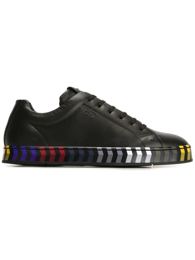 Fendi Striped Sole Sneakers - Black