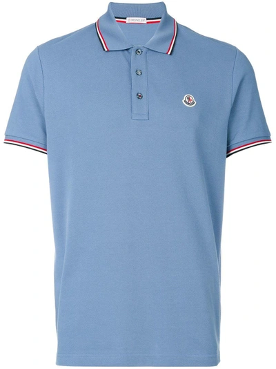 Moncler Tri-tone Trim Polo Shirt - Blue
