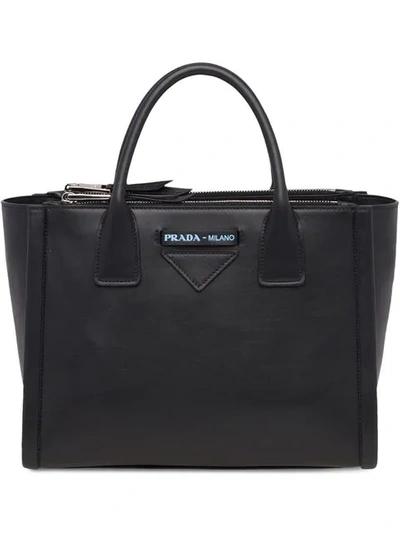 Prada Concept Calf Leather Bag In Black