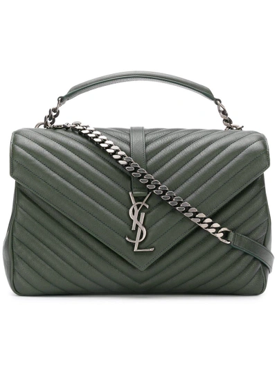 Saint Laurent Collège Monogram Tote Bag - Green In Green