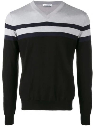 Dirk Bikkembergs Panelled Stripe Sweater - Black