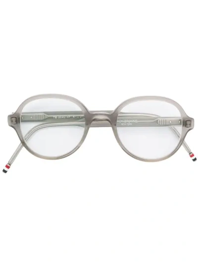 Thom Browne Classic Round Glasses In Grey