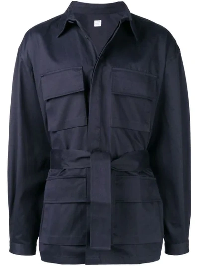 E. Tautz Belted Cargo Jacket In Blue
