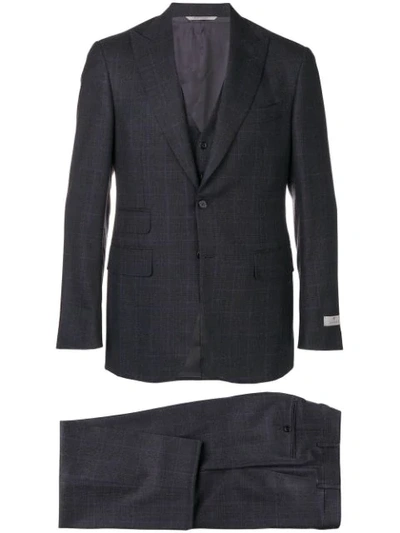 Canali Plaid Three Piece Suit - Grey